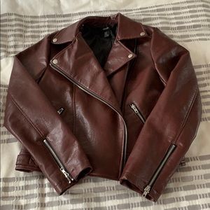 Oxblood faux leather jacket